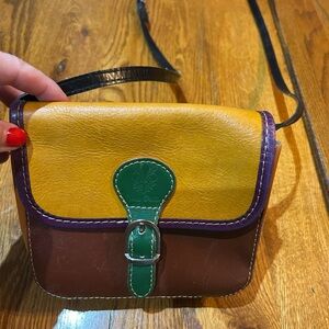 Colorful leather crossbody purse from Italy.